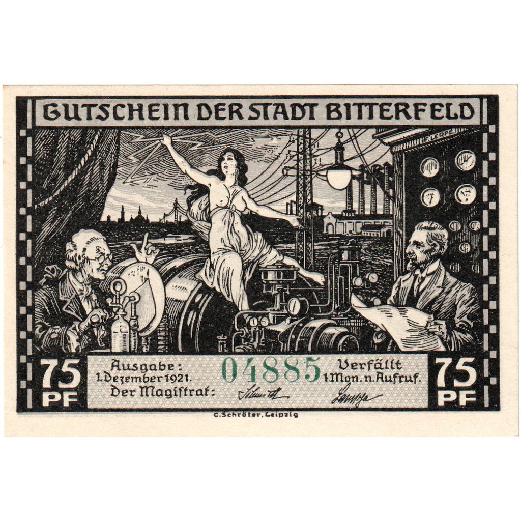Alemanha, Bitterfeld, 75 Pfennig, 1921-12-01, UNC(63)