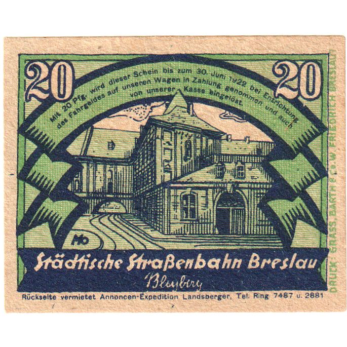 Germany, Breslau, 20 Pfennig, UNC(63)