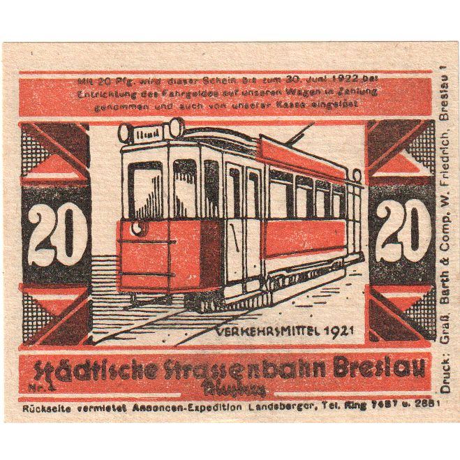 Germany, Breslau, 20 Pfennig, UNC(63)