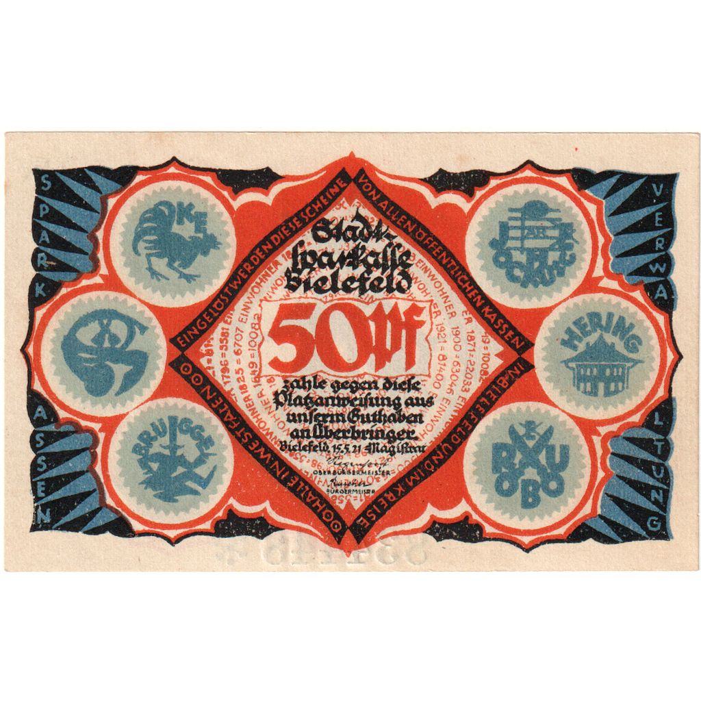 Germany, Bielefeld, 50 Pfennig, 1921-05-15, UNC(63)