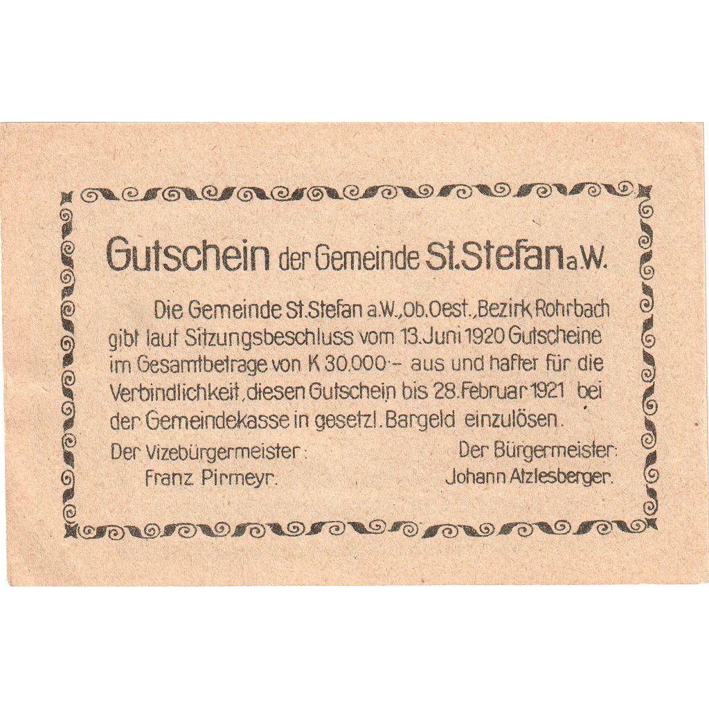 Germany, St Stefan, 20 Pfennig, 1921-02-28, UNC(63)