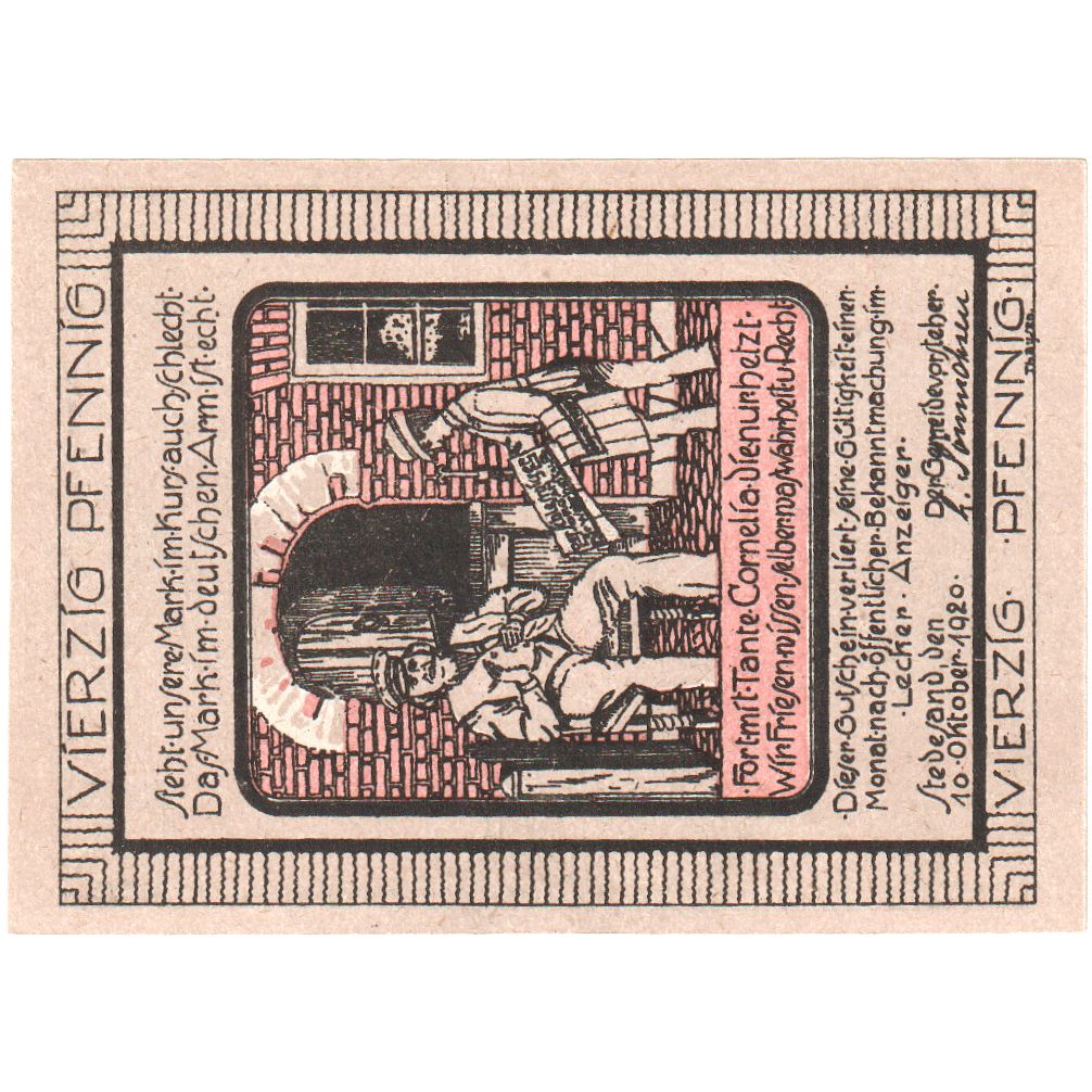Germania, Stedesand, 40 Pfennig, 1920-10-10, SPL