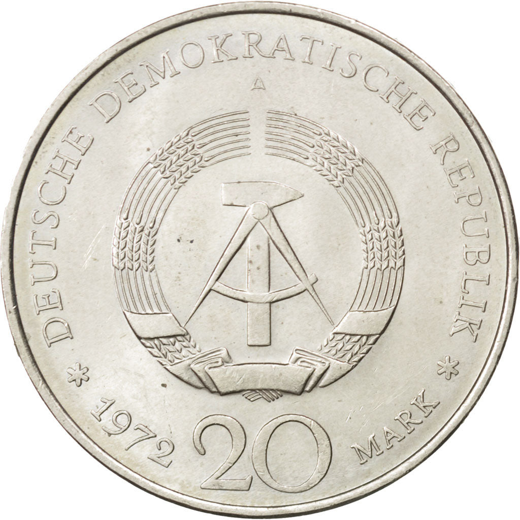 Coin, GERMAN-DEMOCRATIC REPUBLIC, 20 Mark, 1972, Berlin, AU(55-58)