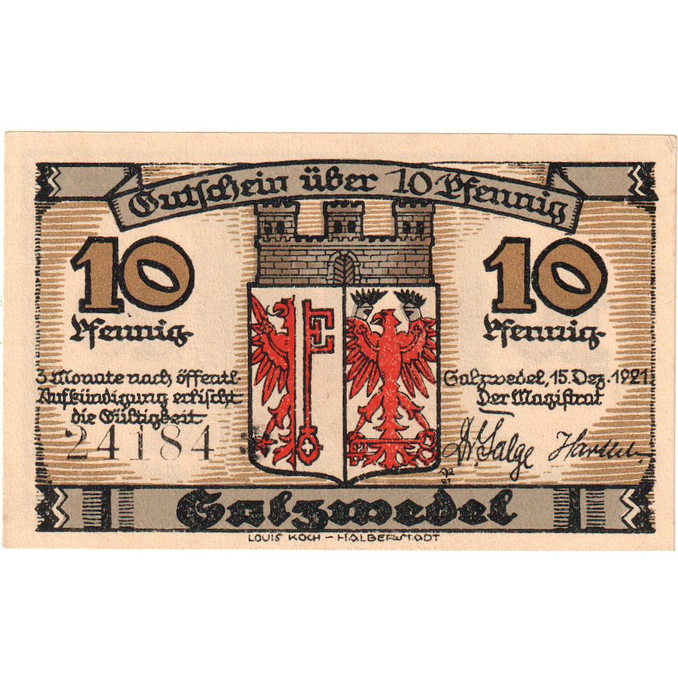 Germany, Salzwedel, 10 Pfennig, 1921-12-15, UNC(63)