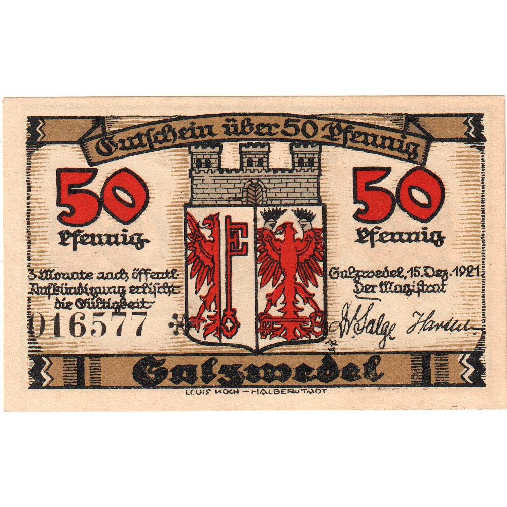 Germany, Salzwedel, 50 Pfennig, 1921-12-15, UNC(63)