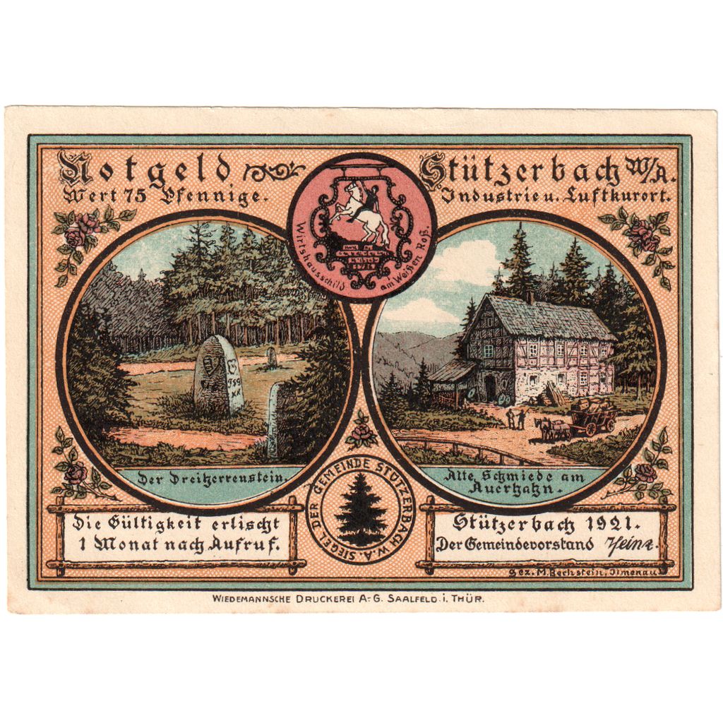 Germany, Stützerbach, 75 Pfennig, UNC(63)
