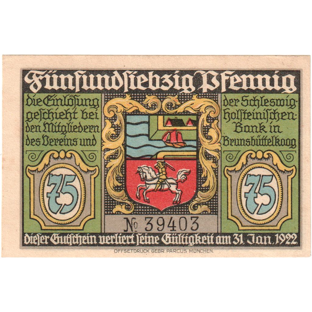 Germania, Brunsbüttelkoog, 75 Pfennig, 1922-01-31, SPL