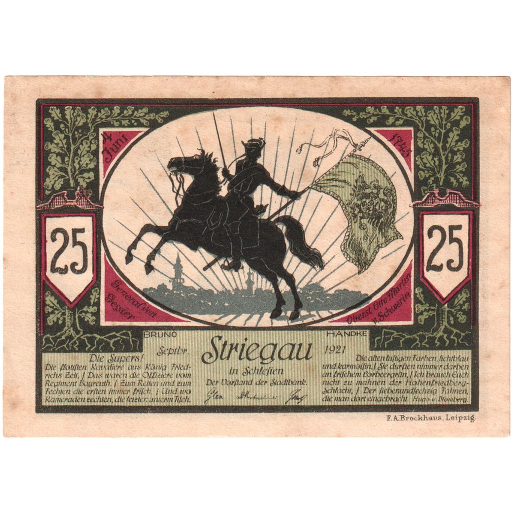 Germania, Striegau, 25 Pfennig, SPL-