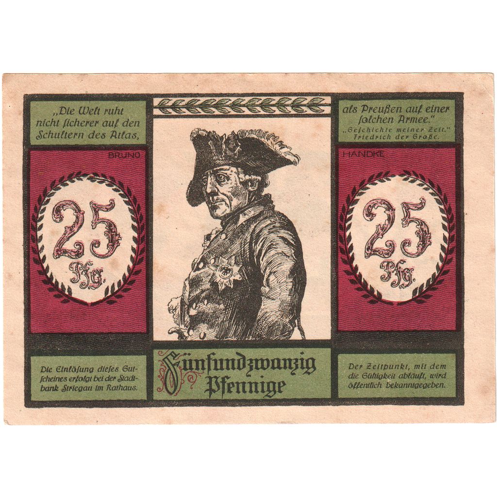 Germania, Striegau, 25 Pfennig, SPL-