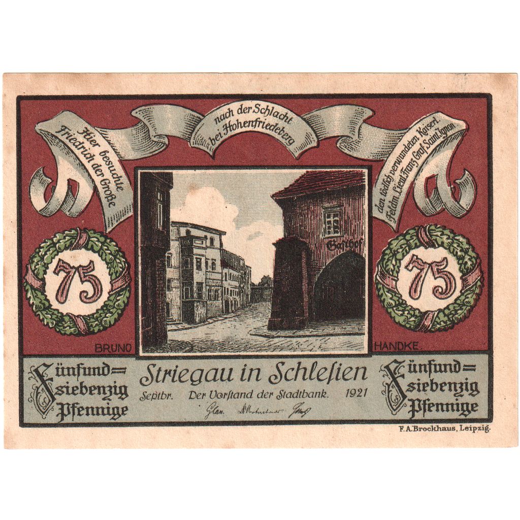 Germania, Striegau, 75 Pfennig, SPL-