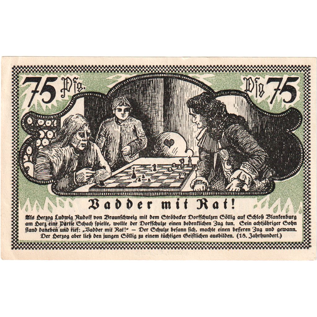 Germania, Stroebeck, 75 Pfennig, 1921-12-31, SPL