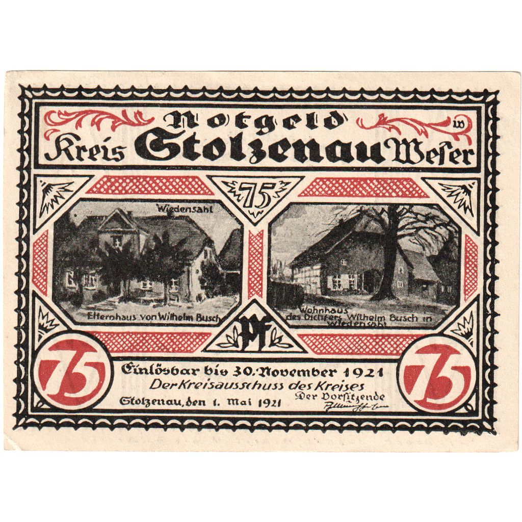 Germany, Stolzenau a.d Weser, 75 Pfennig, 1921-11-30, UNC(63)