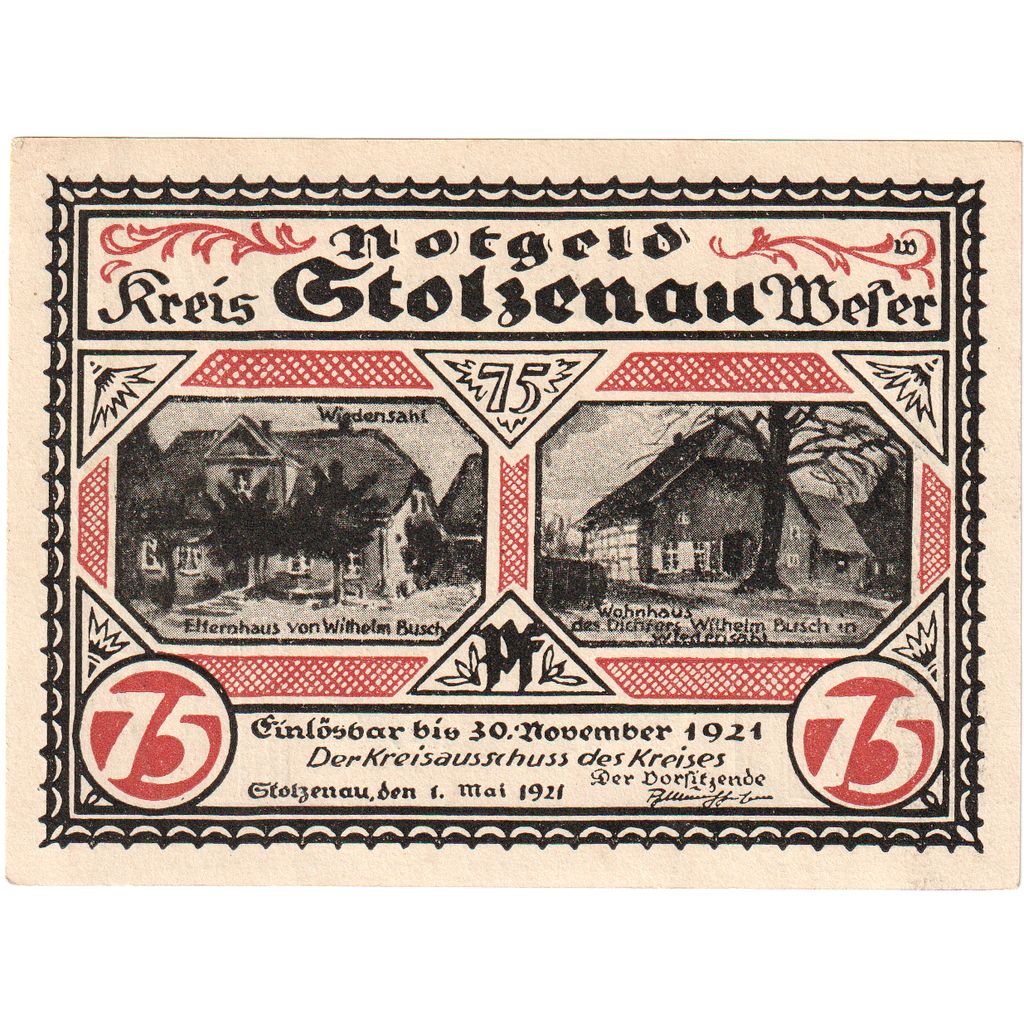 Germany, Stolzenau a.d Weser, 75 Pfennig, 1921-11-30, UNC(63)