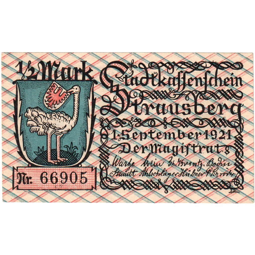 Alemania, Strausberg, 1/2 Mark, 1921-09-01, SC