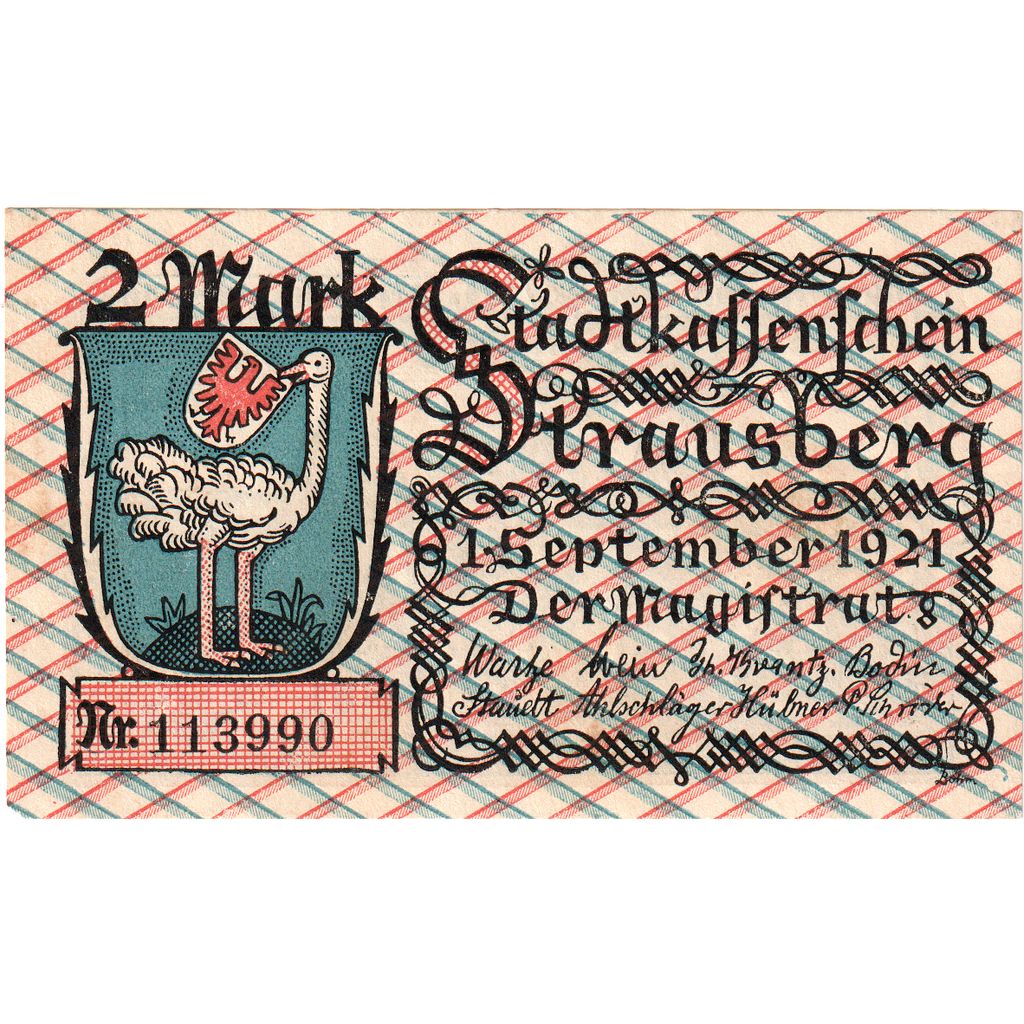 Germania, Strausberg, 2 Mark, 1921-11-30, SPL