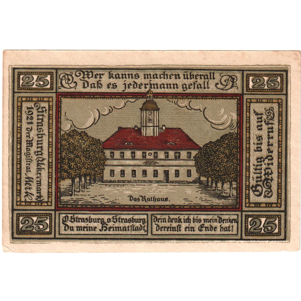 Germany, Strasburg, 25 Pfennig, AU(55-58)