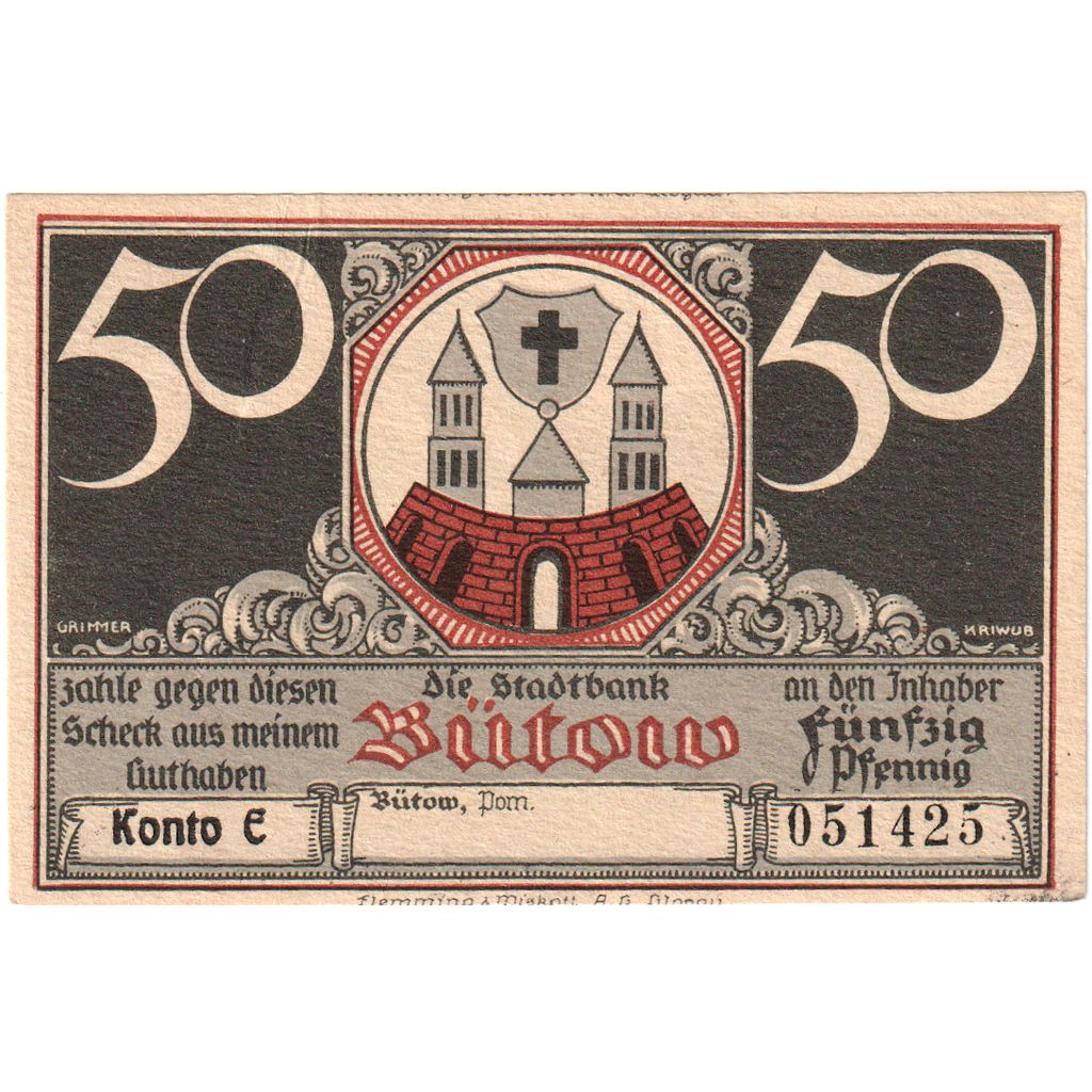 Germania, Bütow, 50 Pfennig, SPL