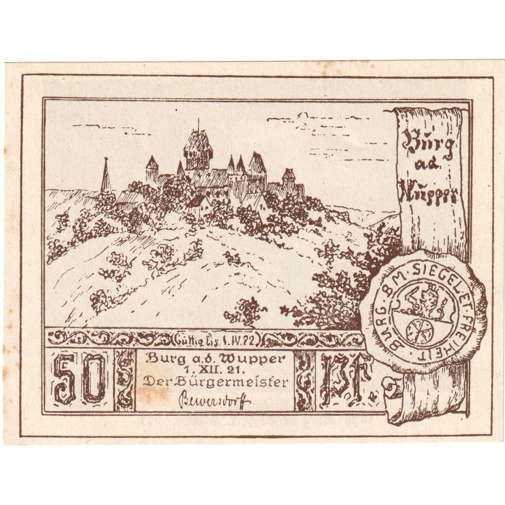 Duitsland, Burg an der Wupper, 50 Pfennig, 1921-12-01, SUP