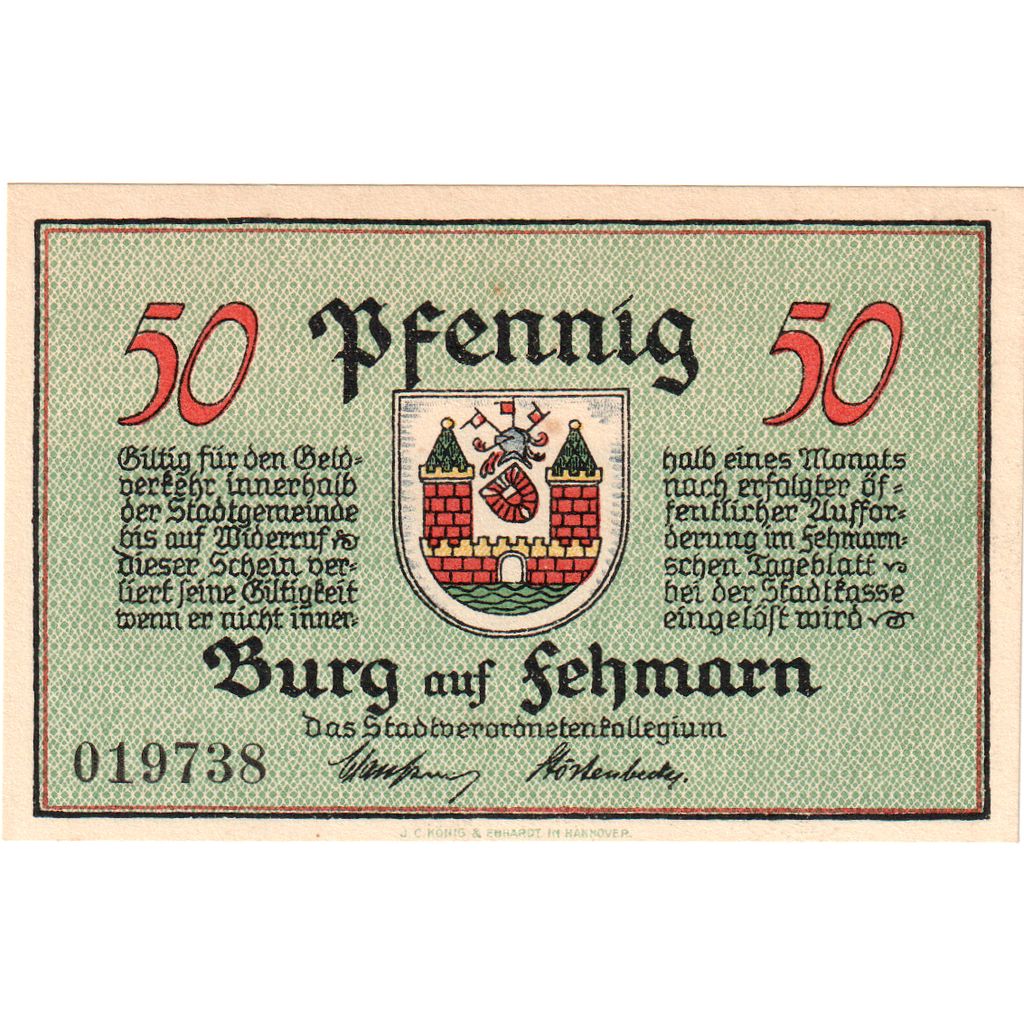 Germania, Burg auf Fehmarn, 50 Pfennig, SPL