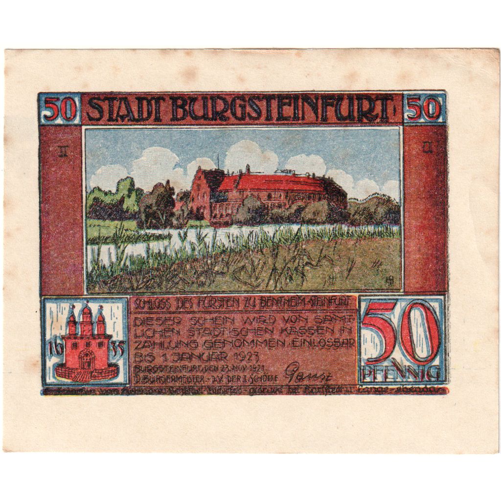 Germany, Burgsteinfurt, 50 Pfennig, 1923-01-01, EF(40-45)