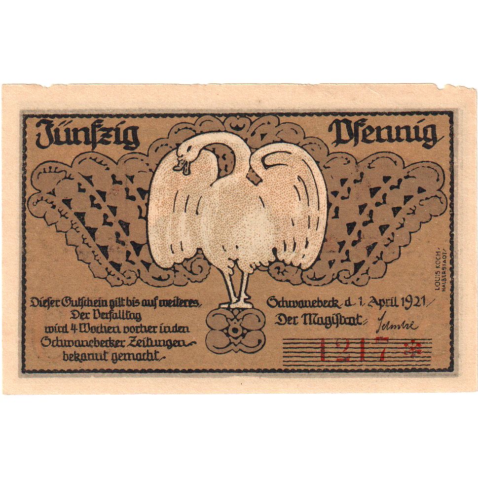 Alemania, Schwanebeck, 50 Pfennig, 1921-04-01, EBC