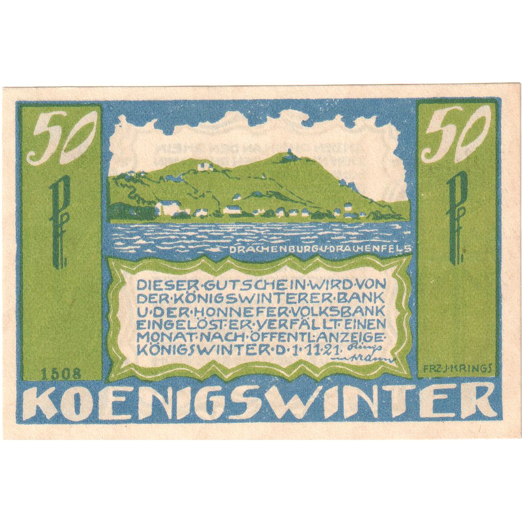 Alemania, Koenigswinter, 50 Pfennig, 1921-11-01, SC