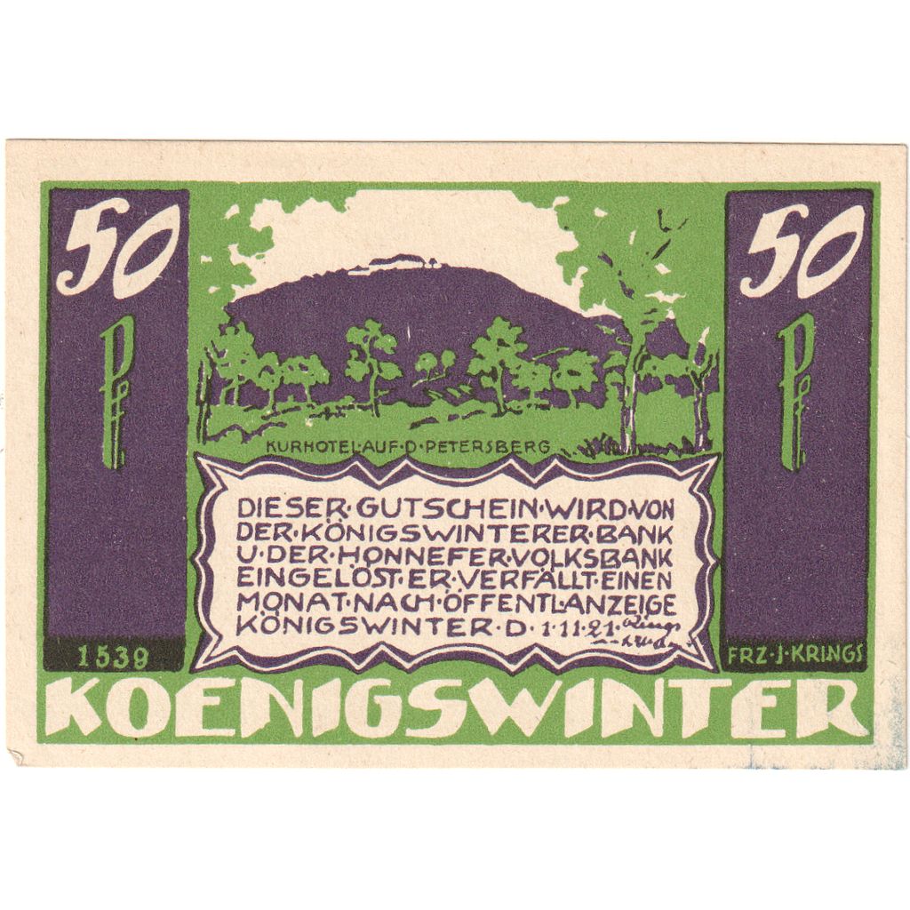 Alemania, Koenigswinter, 50 Pfennig, 1921-11-01, SC