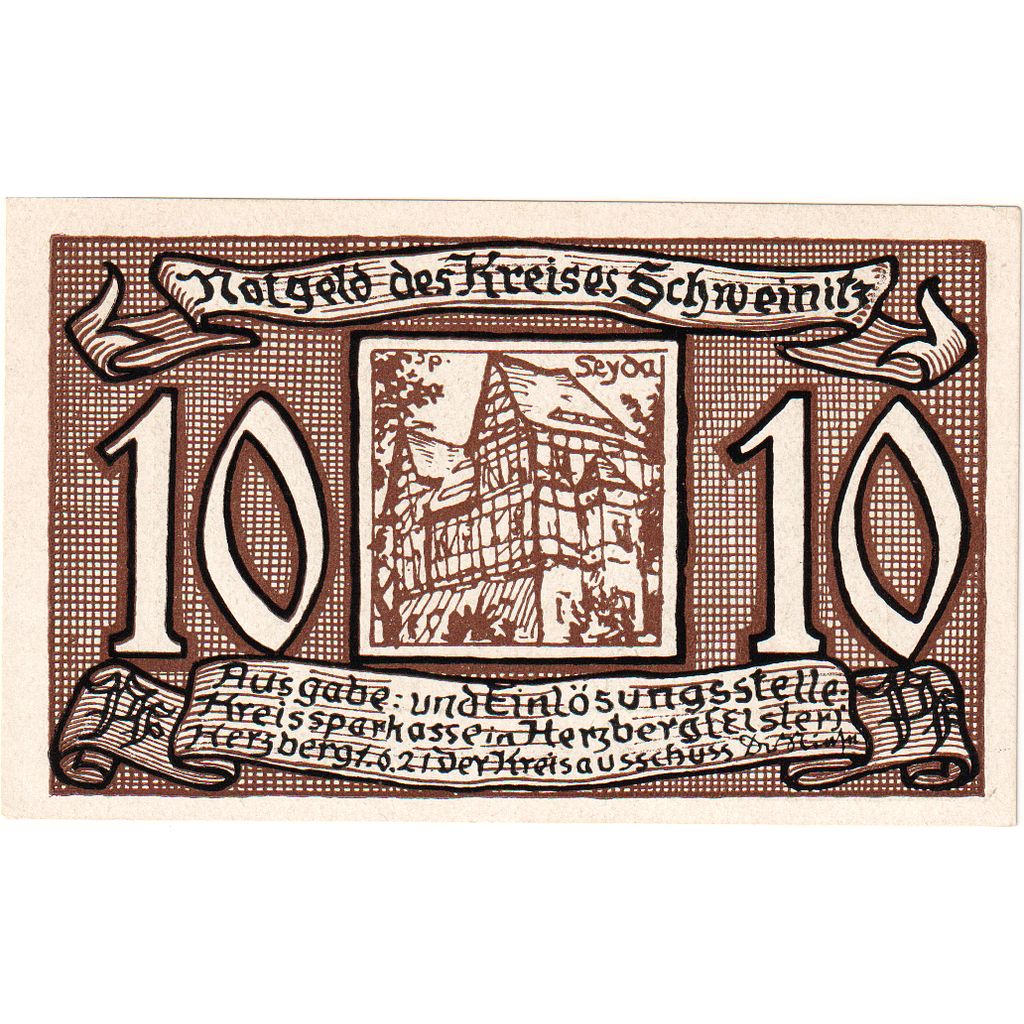 Alemania, Schweinitz, 10 Pfennig, 1921-06-01, SC