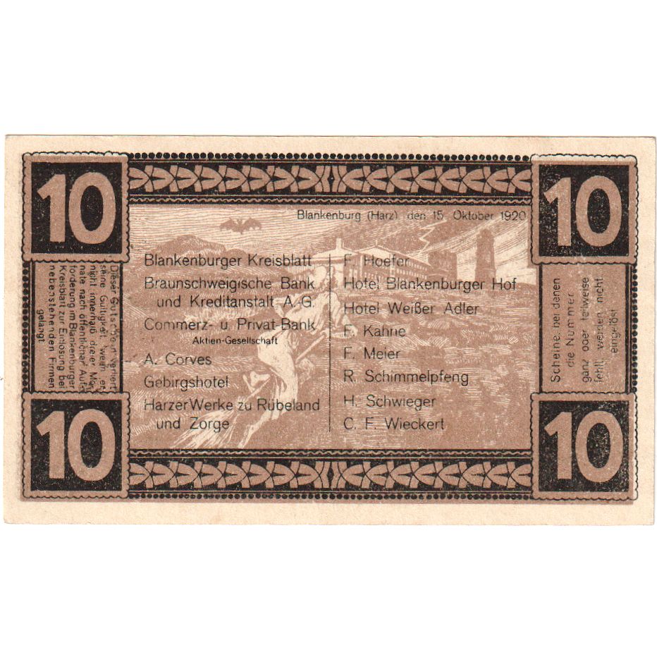 Alemania, Blankenburg, 10 Pfennig, 1920-10-15, SC