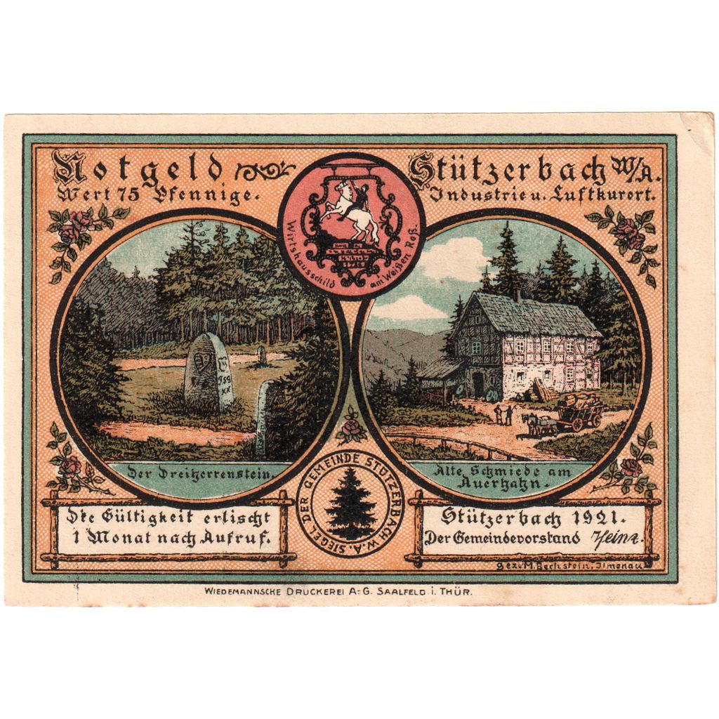 Alemania, Stützerbach, 75 Pfennig, SC
