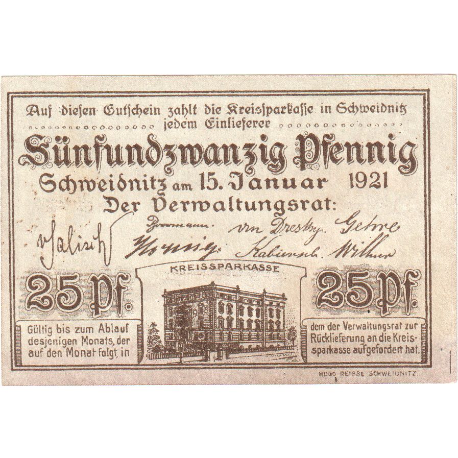 Alemanha, Schweidnitz, 25 Pfennig, 1920-09-25, UNC(63)