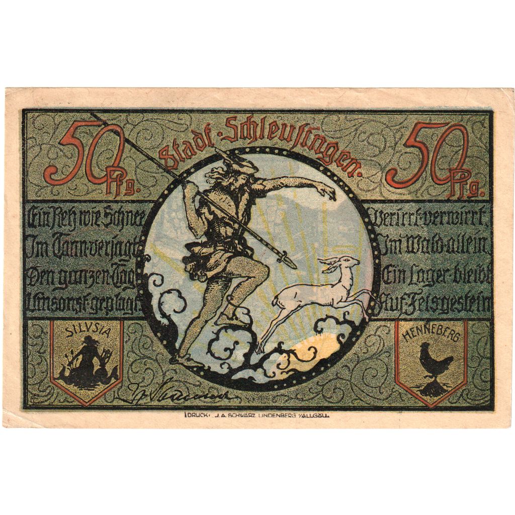 Niemcy, Schleusingen, 50 Pfennig, AU(50-53)