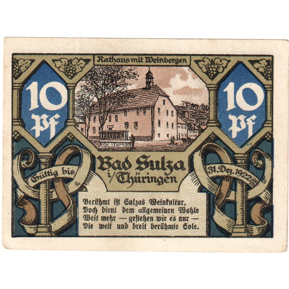 Allemagne, Bad Sulza, 10 Pfennig, 1922-12-31, SPL