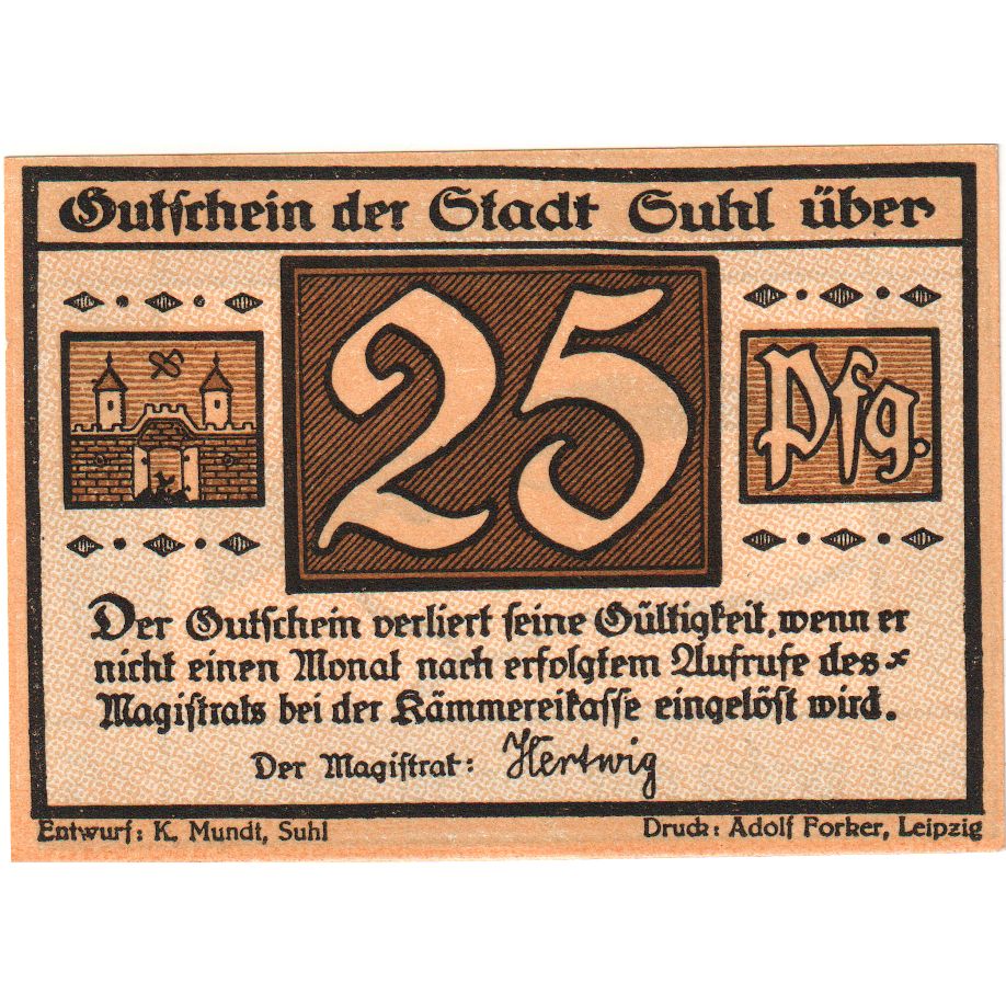 Deutschland, Suhl, 25 Pfennig, UNZ-
