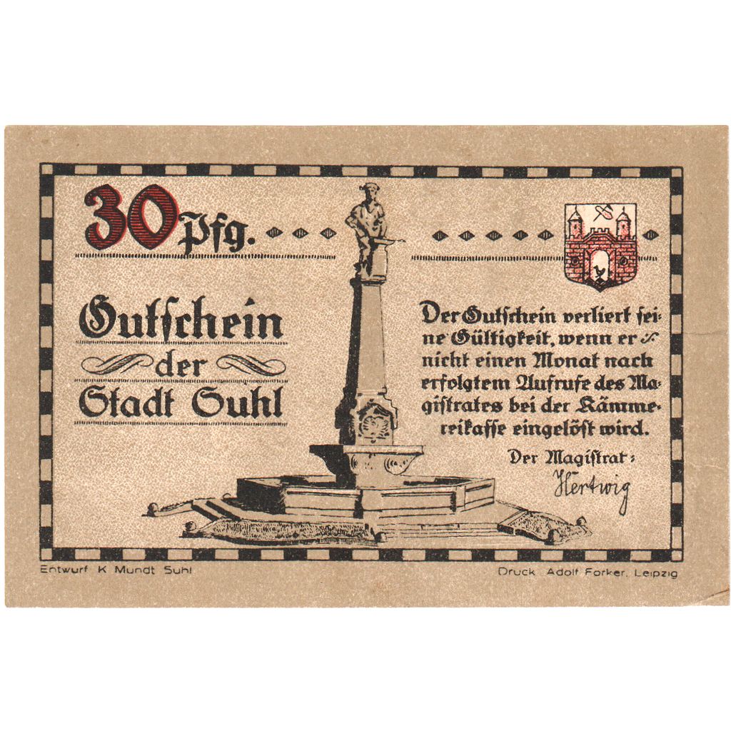Germany, Suhl, 30 Pfennig, UNC(63)