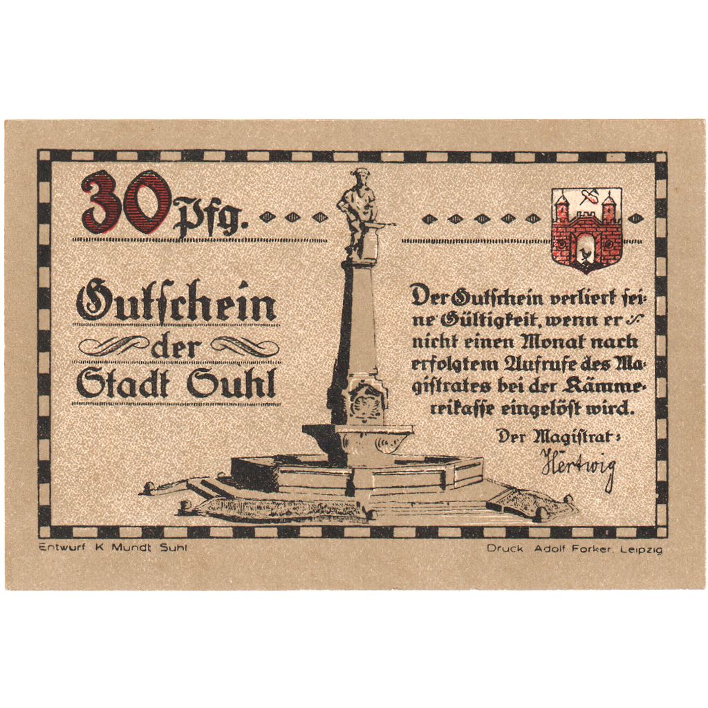 Alemania, Suhl, 30 Pfennig, SC