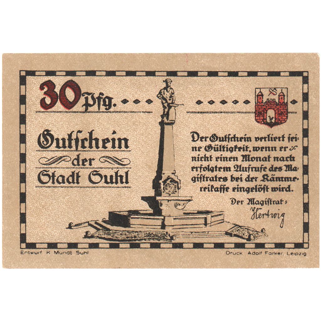 Germany, Suhl, 30 Pfennig, UNC(63)