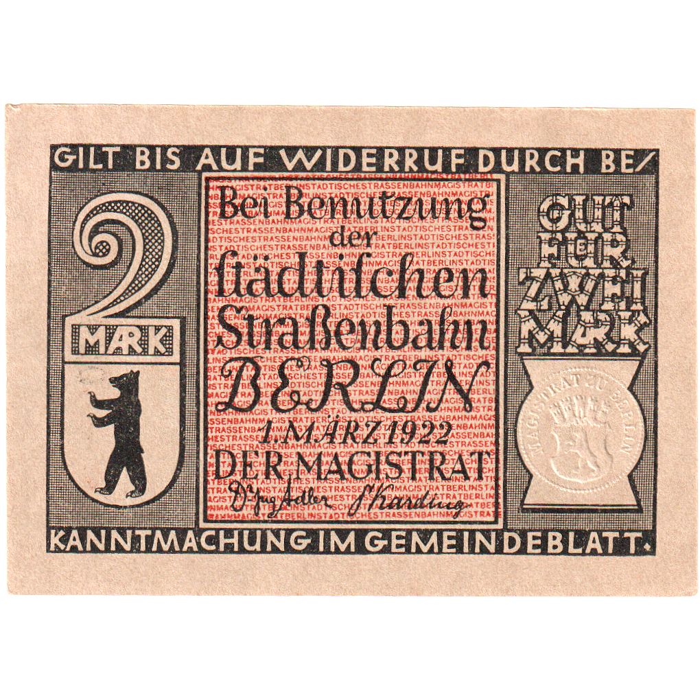 Alemania, Berlin, 2 Mark, 1921-09-09, SC