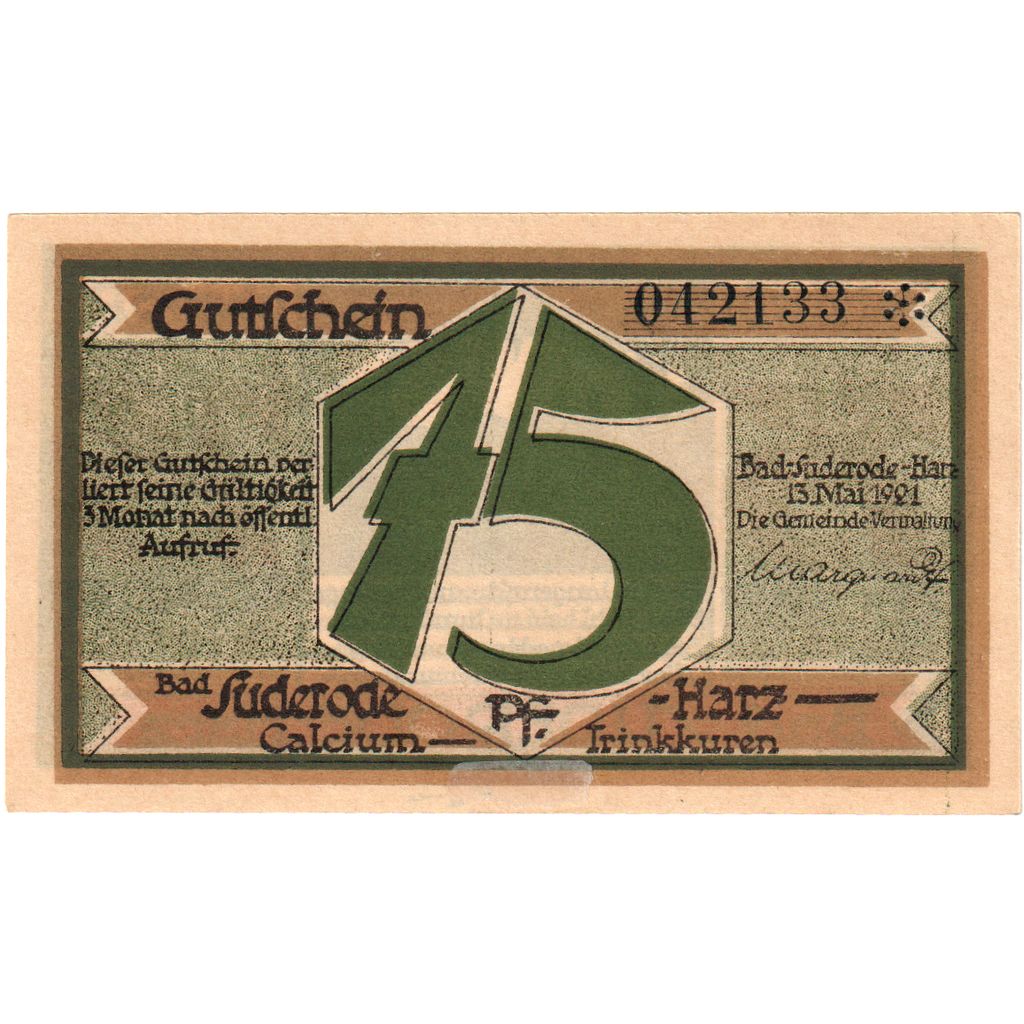 Germany, Suderode im Harz, 75 Pfennig, 1921-05-13, UNC(63)