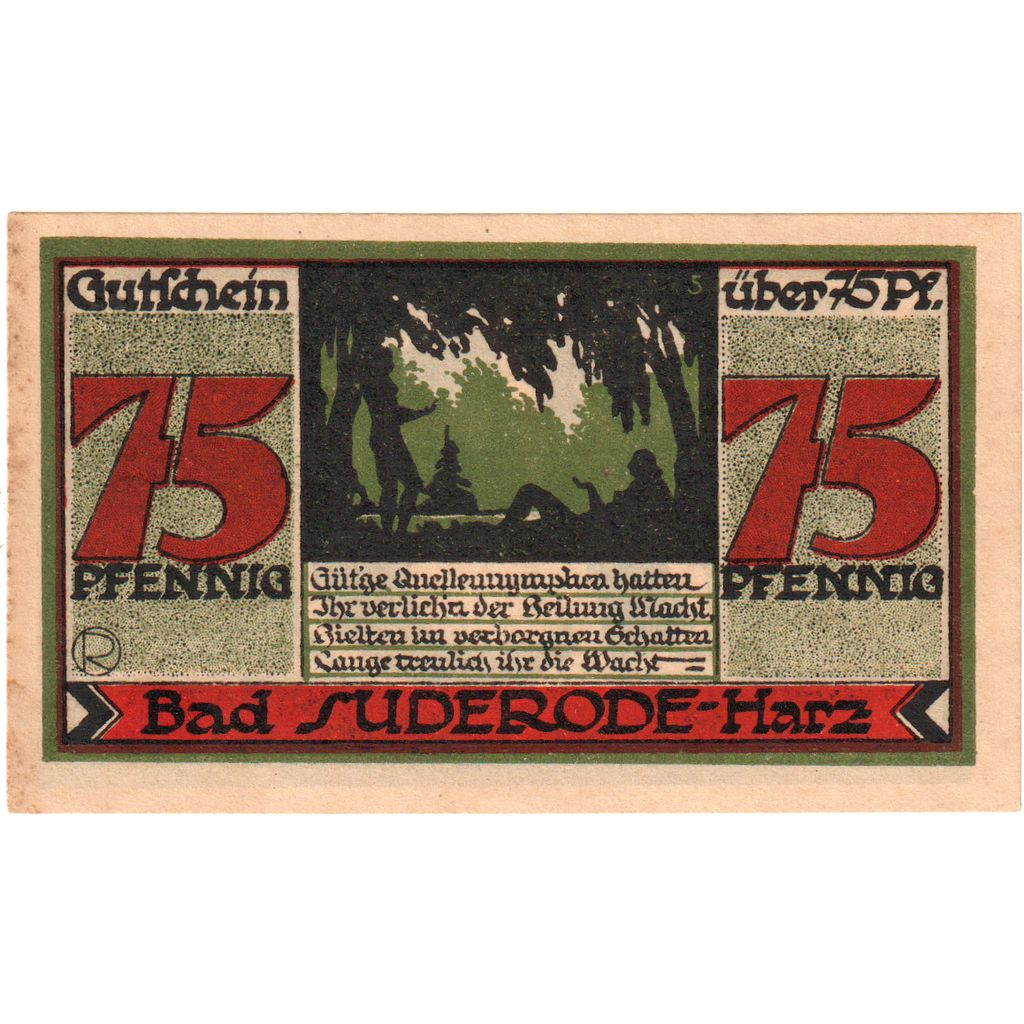 Alemanha, Suderode im Harz, 75 Pfennig, 1921-05-13, AU(50-53)