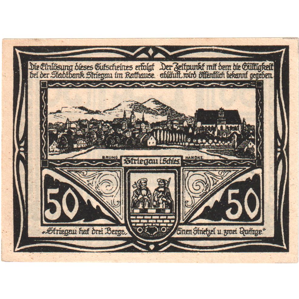 Alemania, Striegau, 50 Pfennig, 1920-10-01, SC