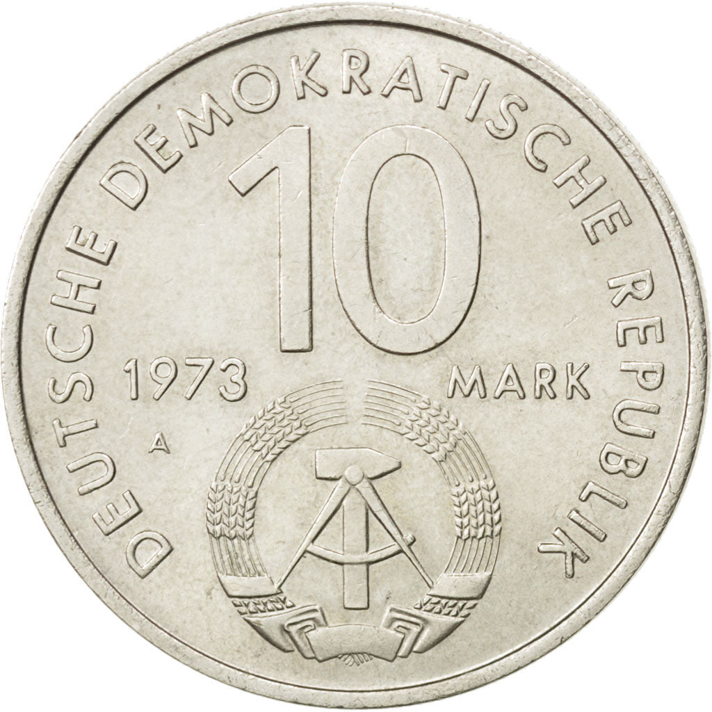 Coin, GERMAN-DEMOCRATIC REPUBLIC, 10 Mark, 1973, Berlin, AU(55-58)