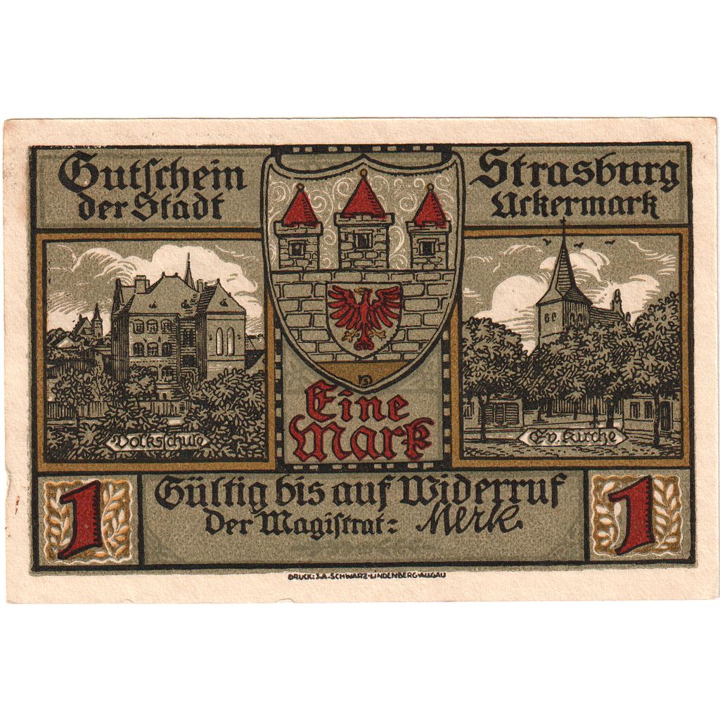 Alemania, Strasburg, 1 Mark, EBC
