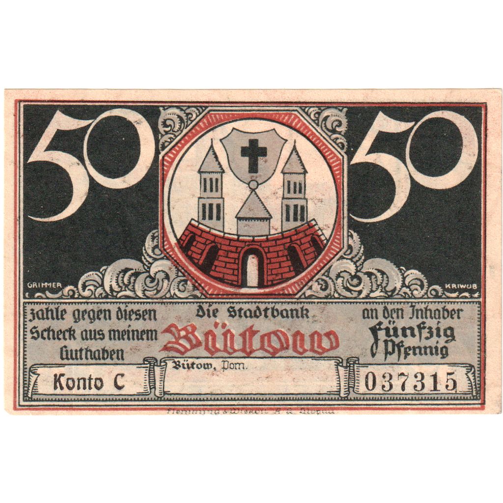 Duitsland, Bütow, 50 Pfennig, SUP