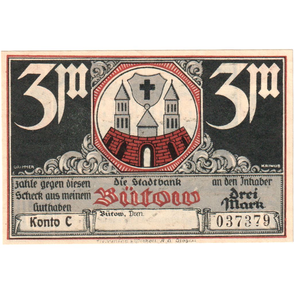 Duitsland, Bütow, 3 Mark, SUP