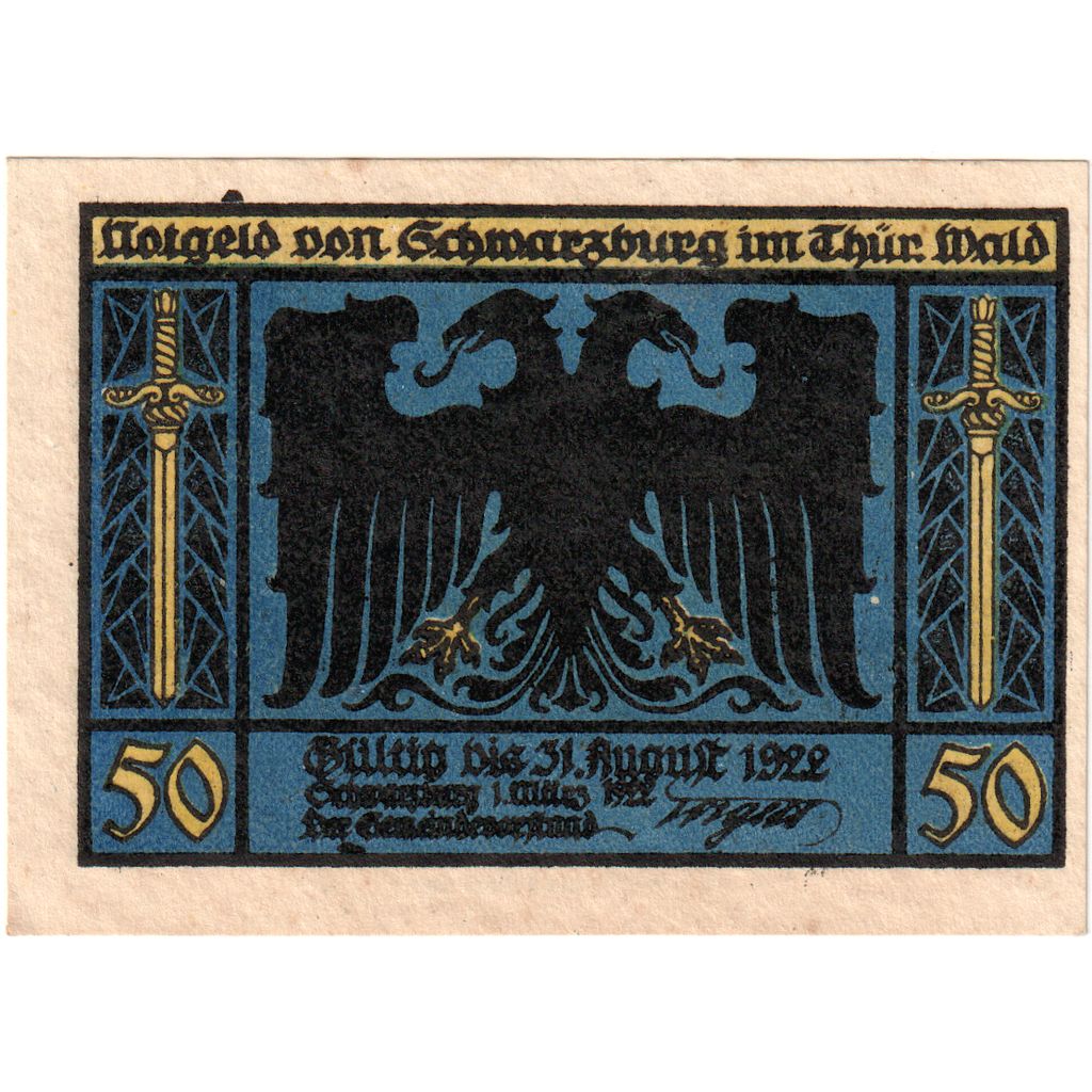 Alemania, schwarzburg, 50 Pfennig, 1922-08-31, EBC