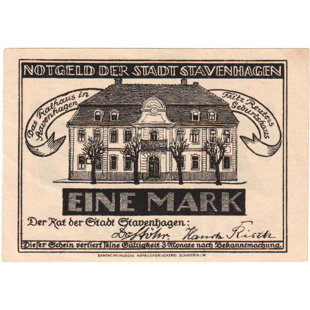Alemania, Stavenhagen, 1 Mark, SC