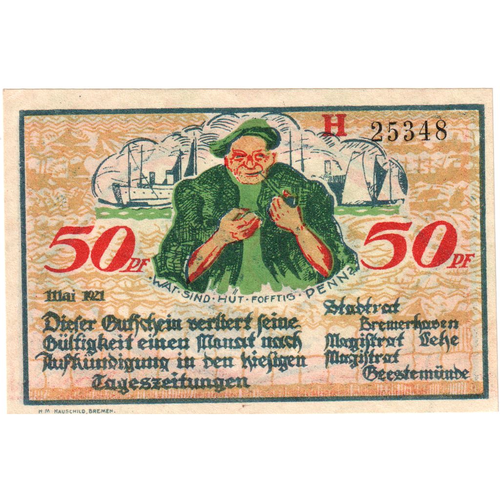 Alemania, Bremerhaven, 50 Pfennig, SC
