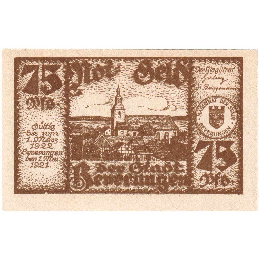 Duitsland, Beverungen, 75 Pfennig, 1922-03-01, SPL