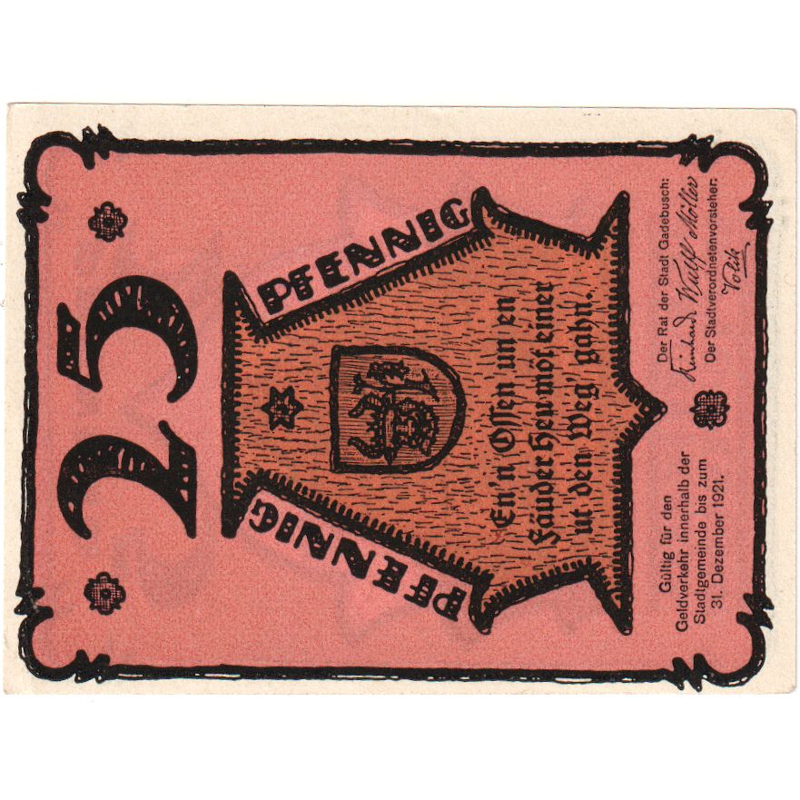Duitsland, Gadebusch, 25 Pfennig, 1921-12-31, SPL